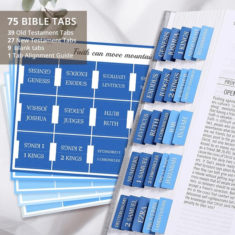Taja Bible Tabs for Women & Men, Laminated Bible Tabs for Study Bible, Large Print Neutral Bible Tabs for Easy Navigation, Bible Index Tabs, 66 Tabs Old & New Testament, Extra 9 Blank Tabs - Ocean Serenity - Image 2